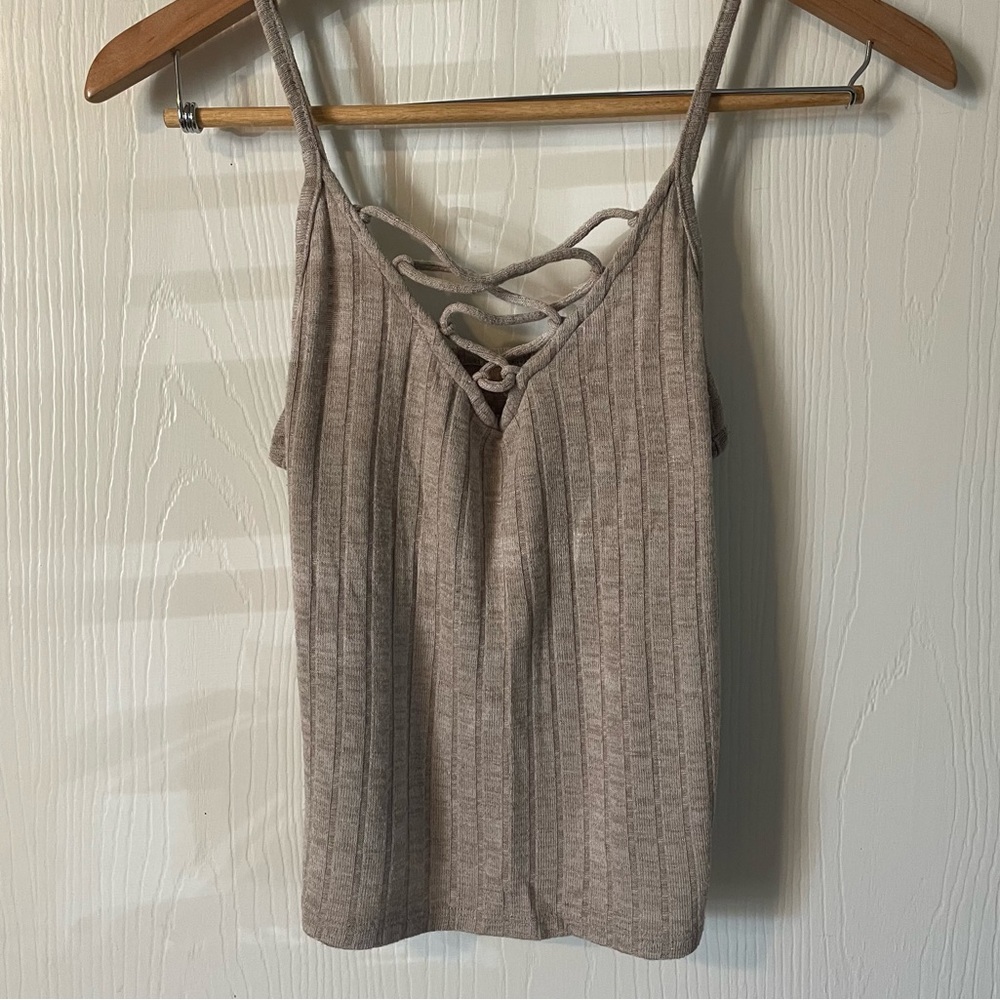 American Eagle Outfitters AEO First Essentials Tan Ribbed Tank Top
